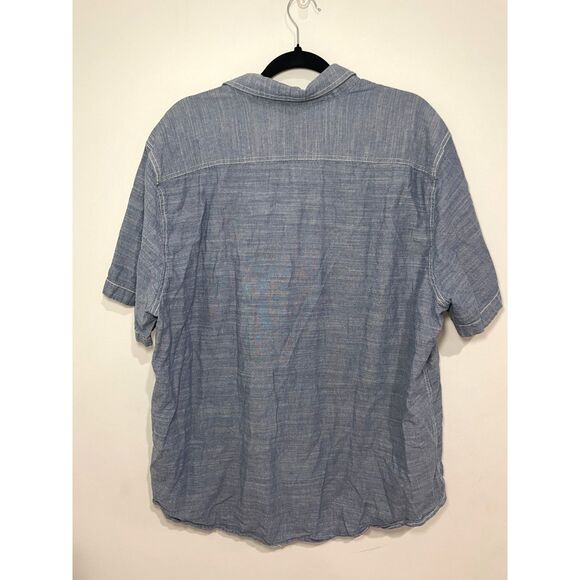 Mens Woolrich Blue Chambray Short‎ Sleeve Collared Button Front Shirt Size XXL - Picture 4 of 4